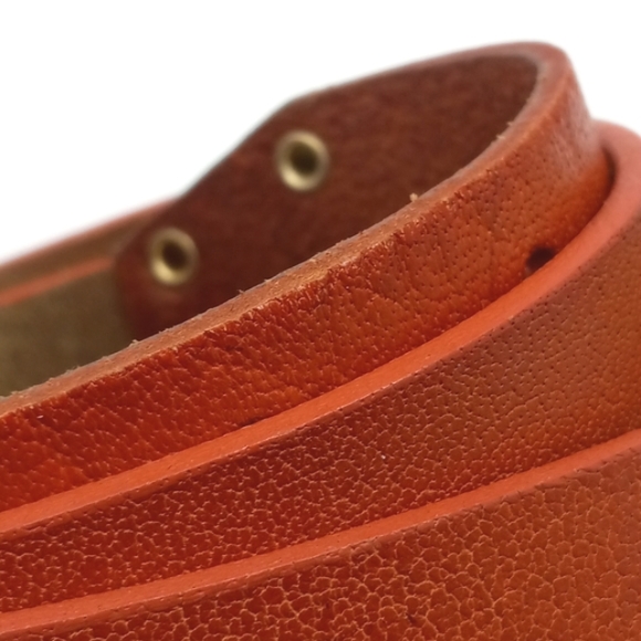 VIA SPIGA Burnt Orange Leather Belt Double Strap Gold Metal Buckles & St… - Picture 13 of 16